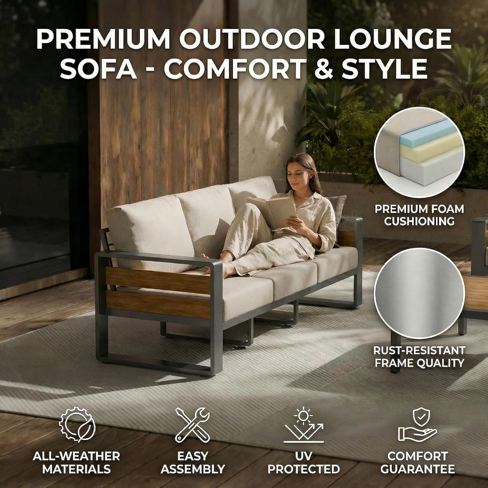 ZANDOR Aluminum Outdoor Patio Furniture Set with Table,7 Seat,Dark Gray