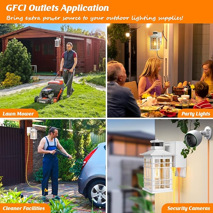Porch Light with GFCI Outlets Built-in, Motion Sensor Dusk to Dawn Outdoor