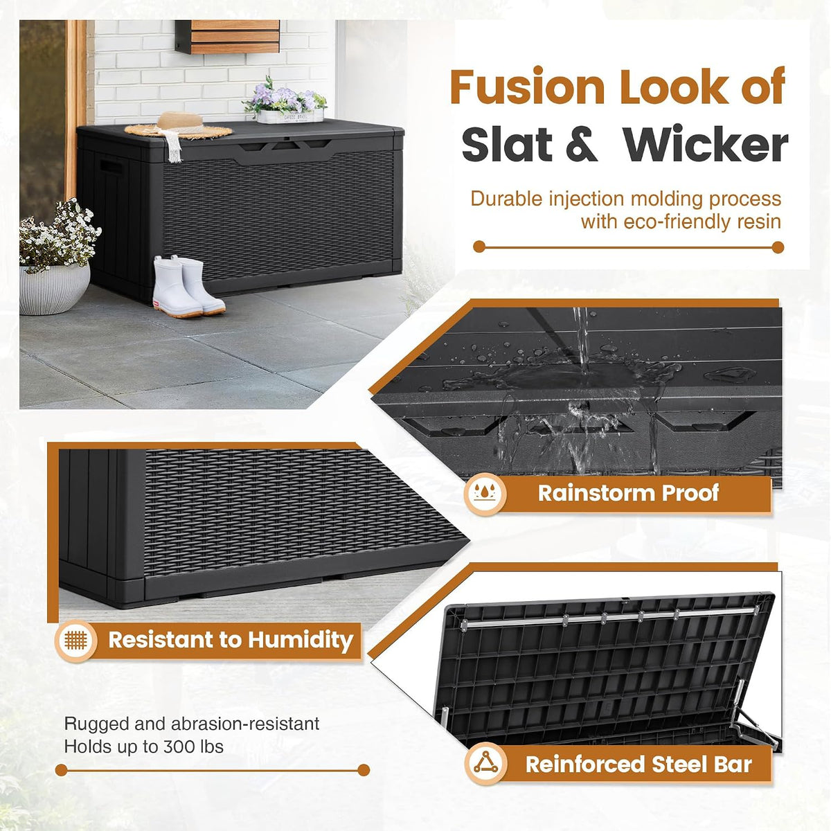 greesum 100 gallon resin patio storage box for showing dimensions