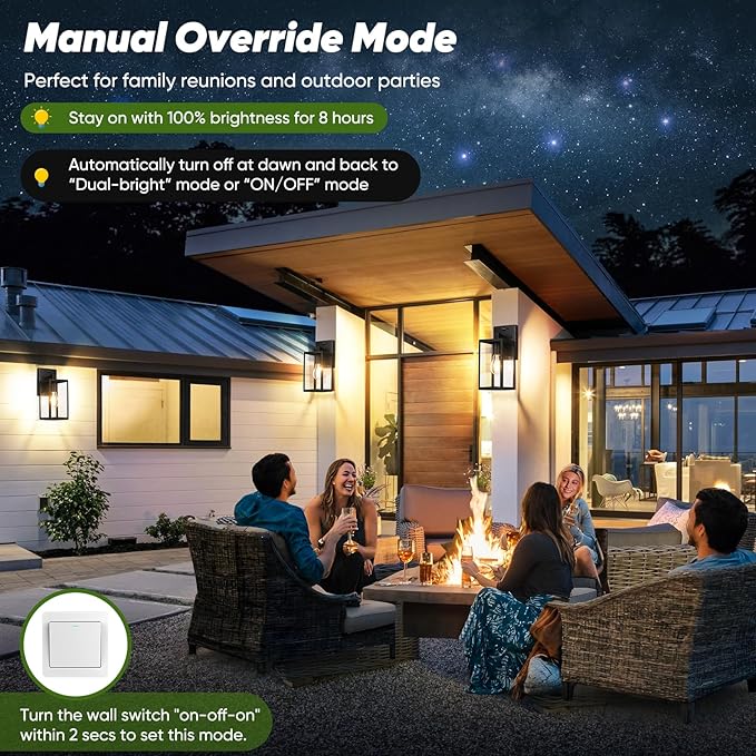 2-Pack Upgraded Motion Sensor Outdoor Wall Lights, 10.6” Small Dusk to Dawn