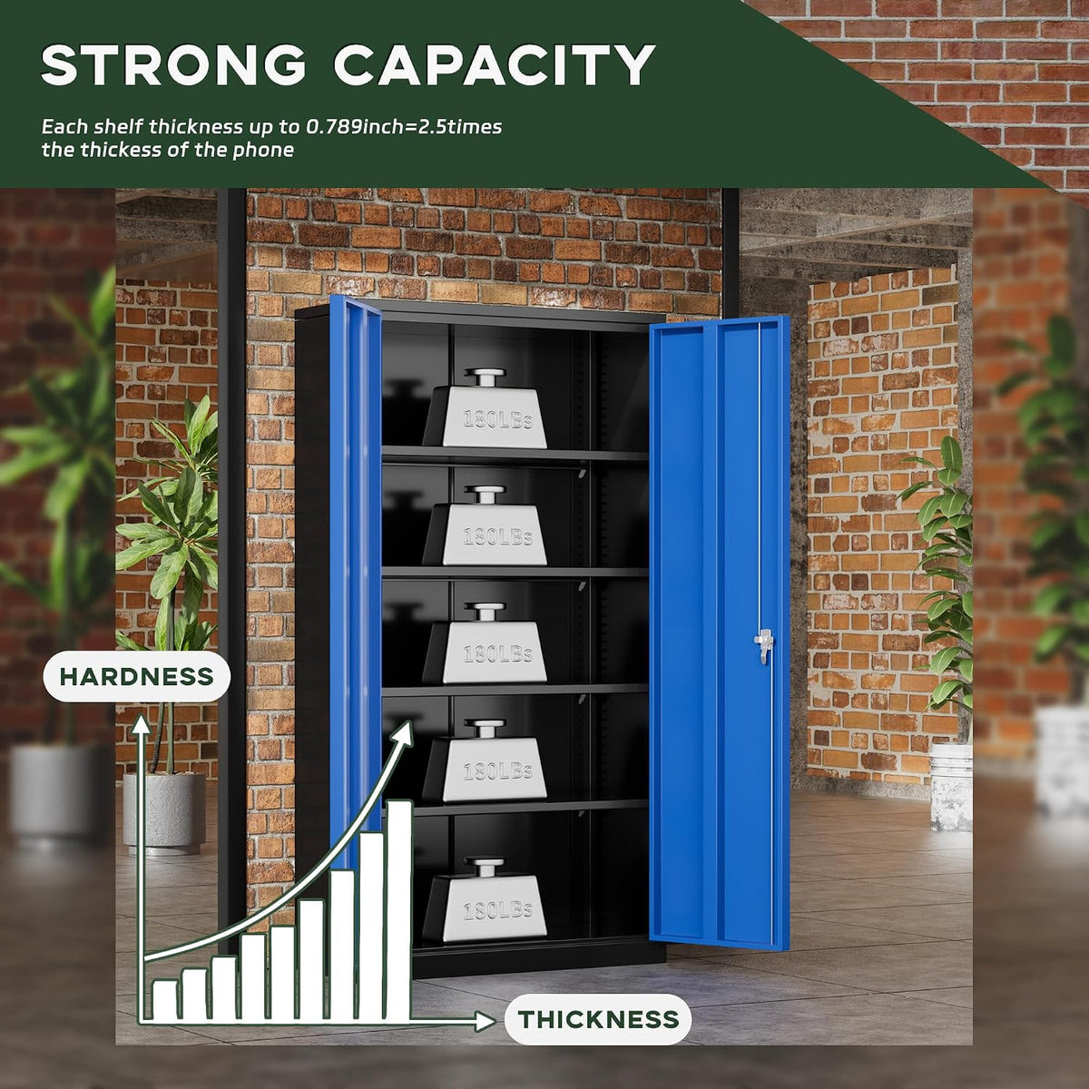 greenvelly metal garage storage cabinet, 72" black blue on a desk or shelf