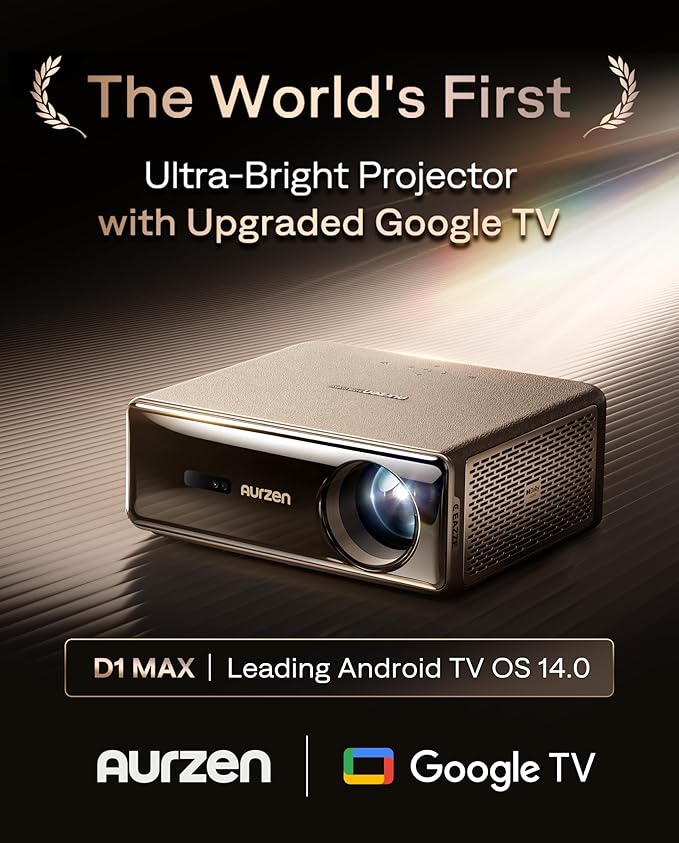 Aurzen EAZZE D1 MAX Upgraded Google TV Smart Projector 4K Supported,