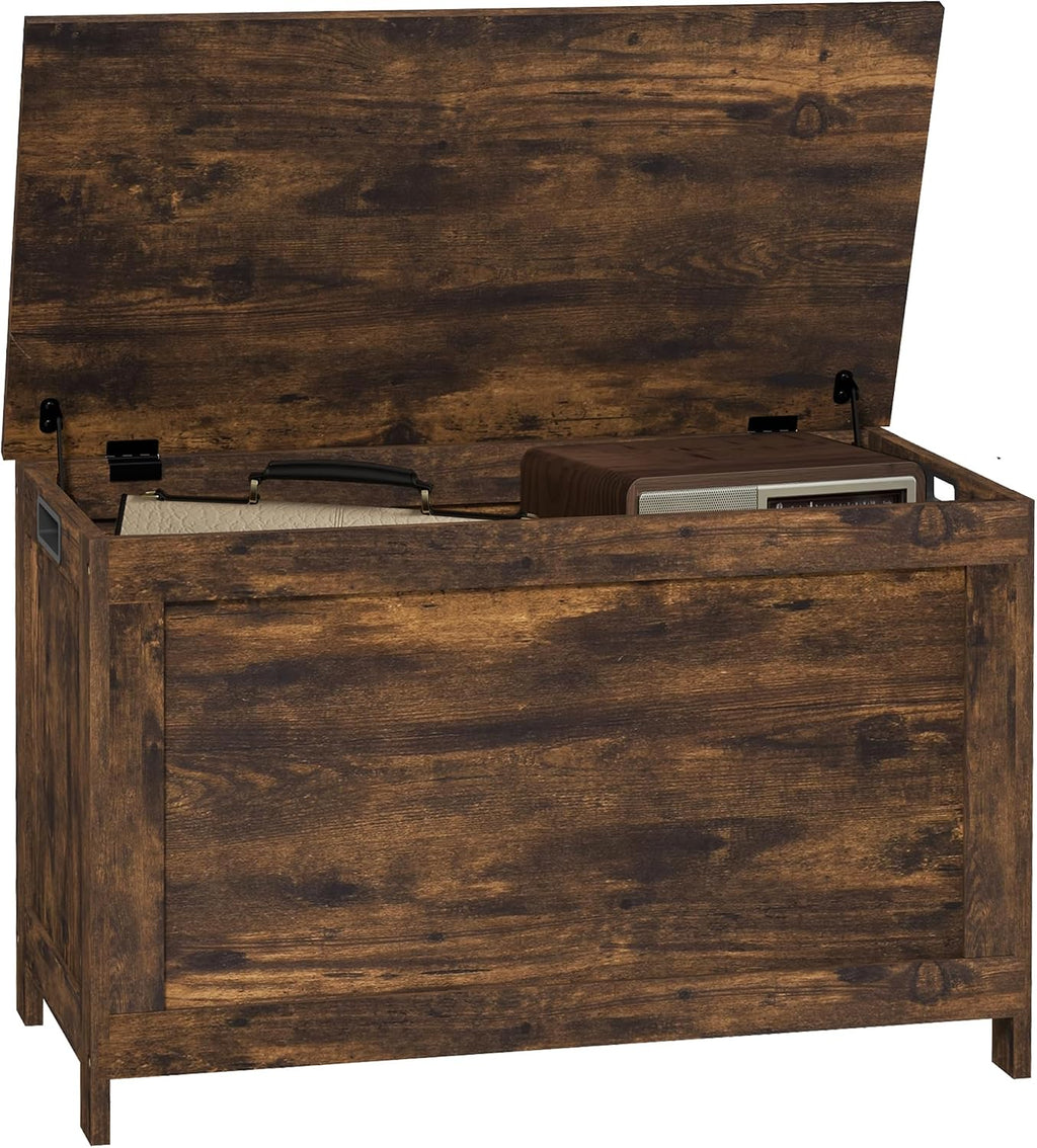 HOMCOM Storage Bench Cut-Out Handles 29.9" x 15.7" x 18.9" Rustic Brown