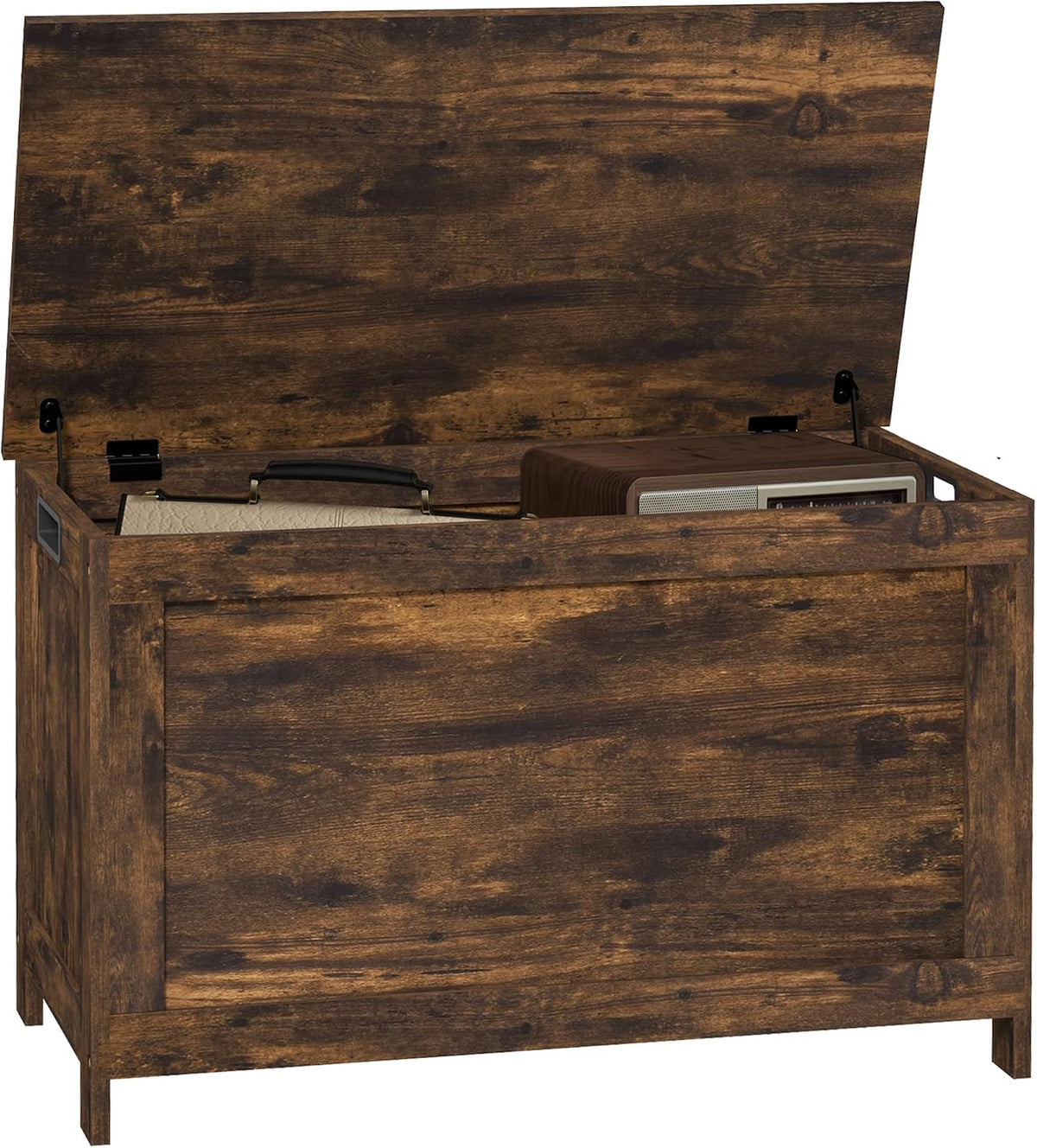 HOMCOM Storage Bench Cut-Out Handles 29.9" x 15.7" x 18.9" Rustic Brown