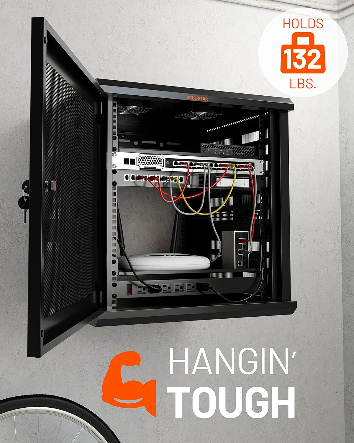 ECHOGEAR 12U Network Rack w/Enclosed Design, Easy Install, 600mm Depth