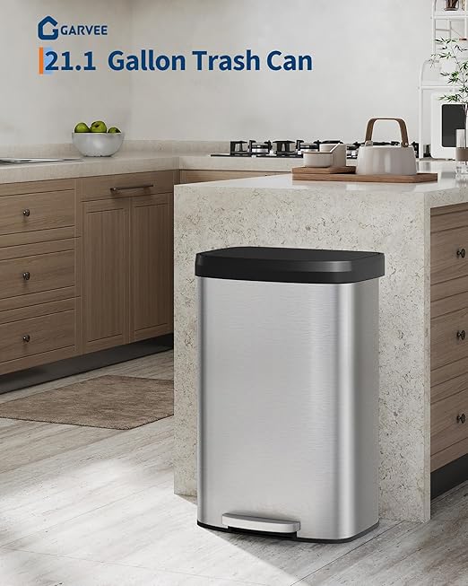Garvee 21 gal / 80 L Stainless Steel Trash Can