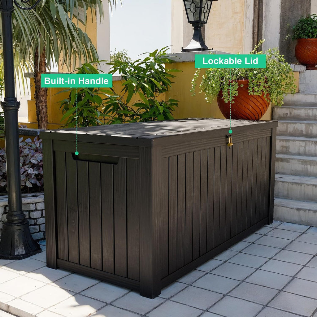 rojik outdoor storage housing deck box - waterproof, side view