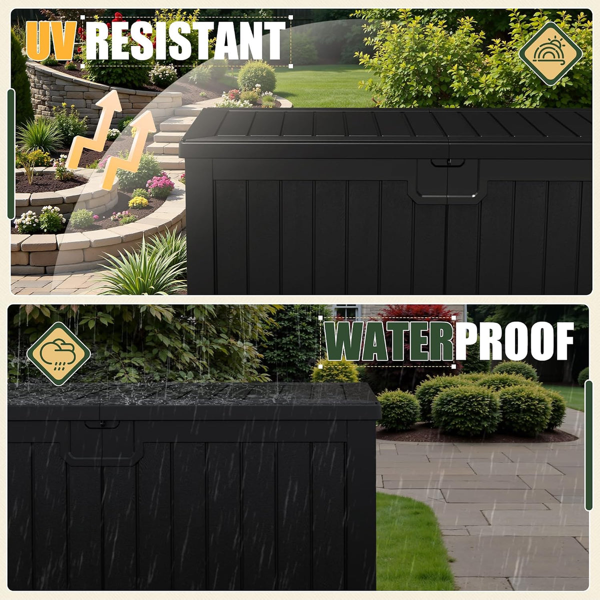 jummico hdpe 250 gallon deck box double-wall with, side view