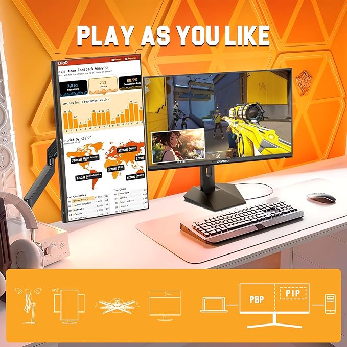 SANSUI 27 inch 1440p 300Hz 240Hz Gaming Monitor, WQHD Fast IPS 1ms Computer