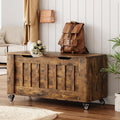 IDEALHOUSE Storage Chest, 39.4" Storage Bench Wooden Storage Trunk, Retro