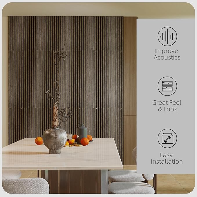 HOMCOM 4 Pack 3D Acoustic Panels, Wood Slat Wall Paneling
