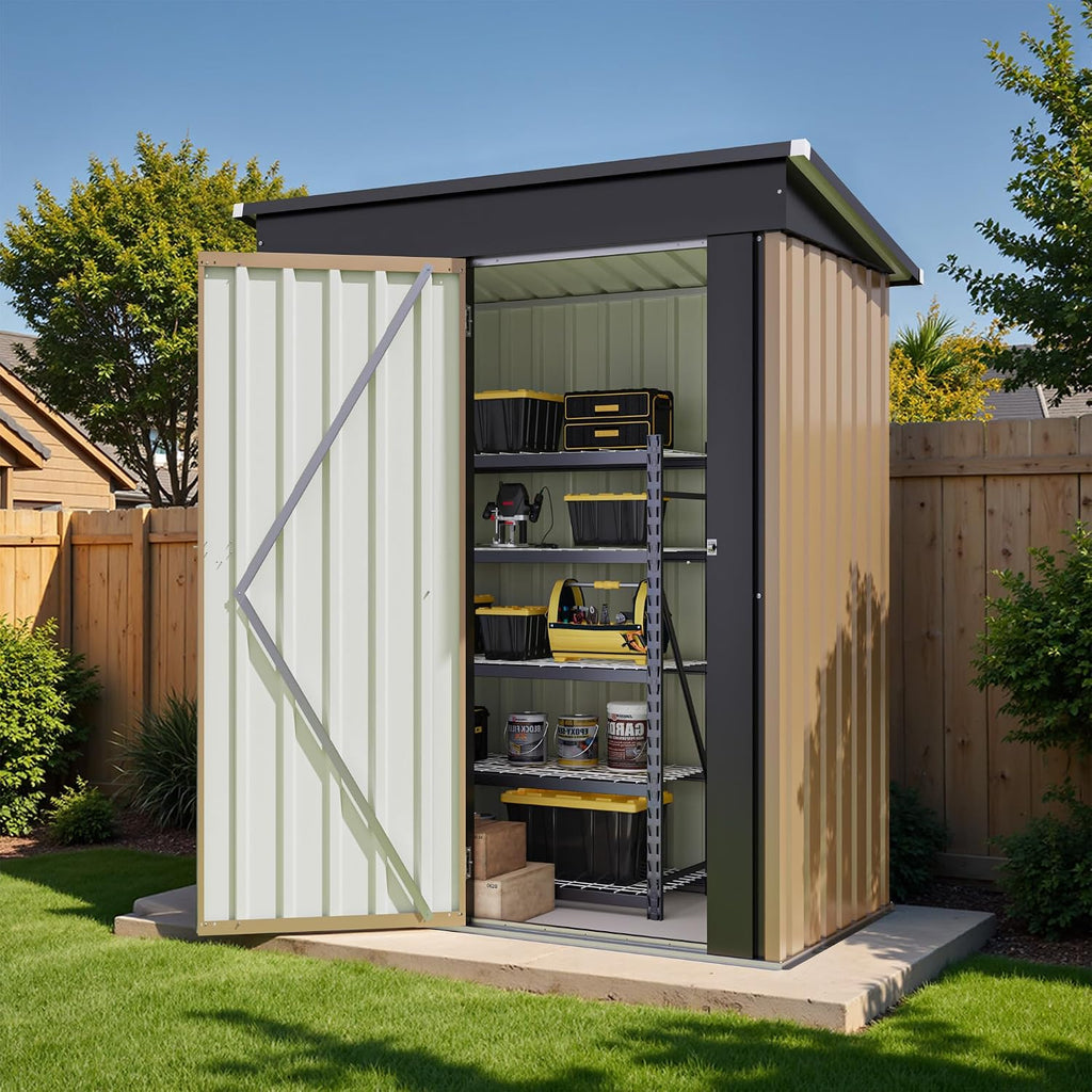 flamaker 5x3 ft storage shed waterproof metal garden on a desk or shelf