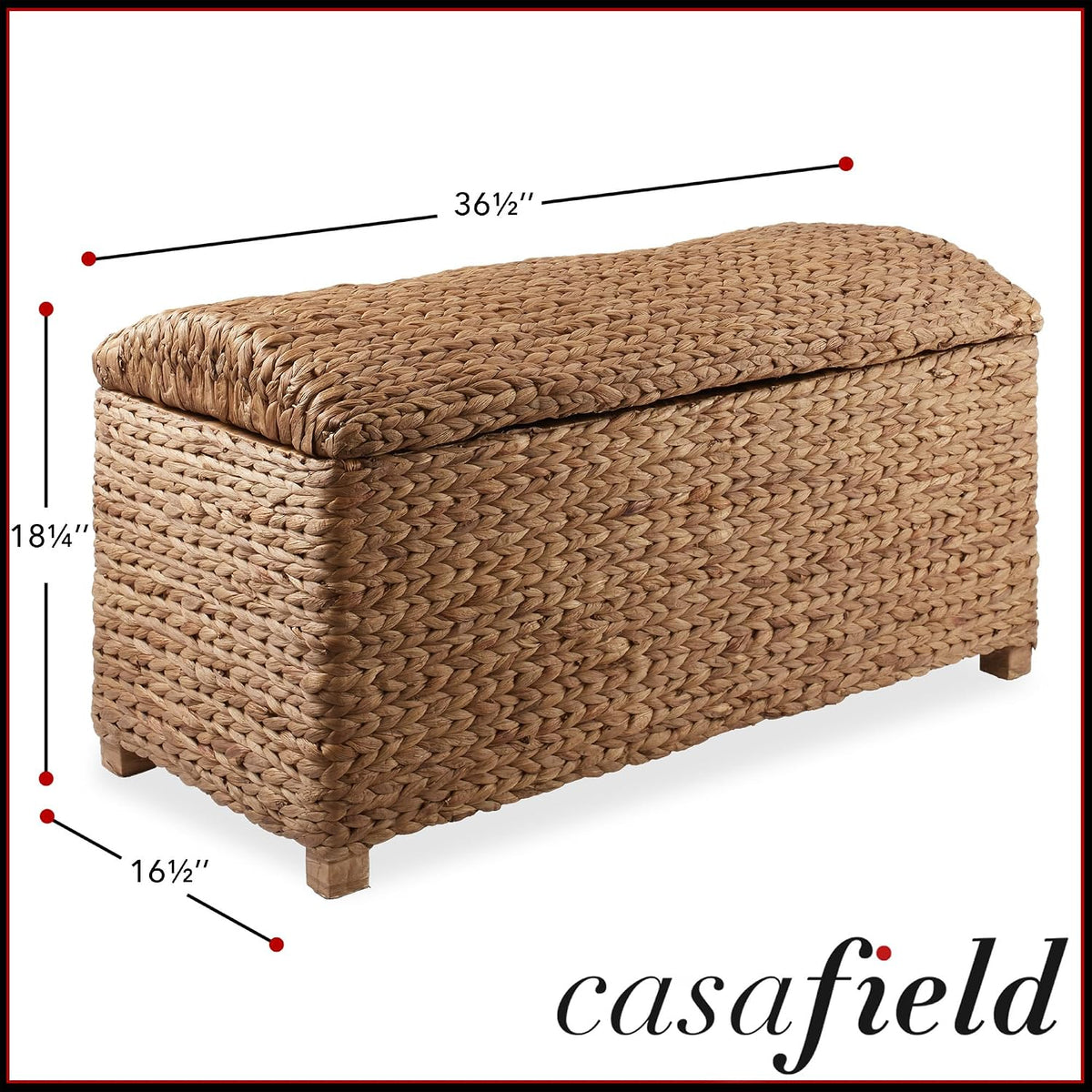 Casafield 36" Storage Trunk with Curved Lid and Safety Hinge - Cinnamon, Water Hyacinth Wicker Storage Chest for Bedroom, Entry Way, Living Room