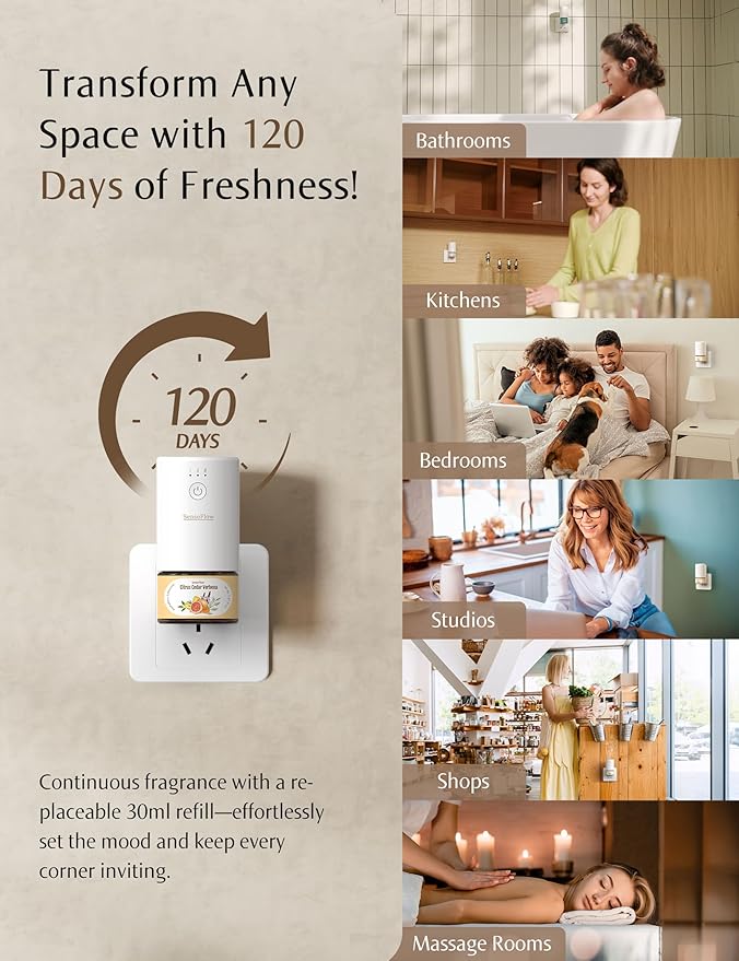 SF101 Pro Waterless Essential Oil Diffuser, Plug in Aromatherapy Diffuser &