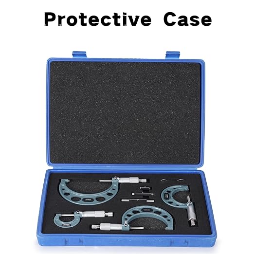 REXBETI 4Pcs Outside Micrometer Set, 0-4" Machinist Micrometer, Ultra-Precision