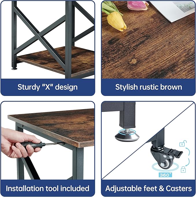 Fannova Large Printer Stand, 23.6 x 23.6 x 22.6 Inches Square Printer Table