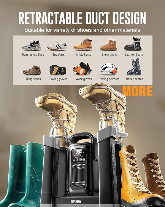 POPCHOSE Heavy-Duty Boot Dryer, Upgraded Shoe Dryer Helps Reduce Odor, Glove &