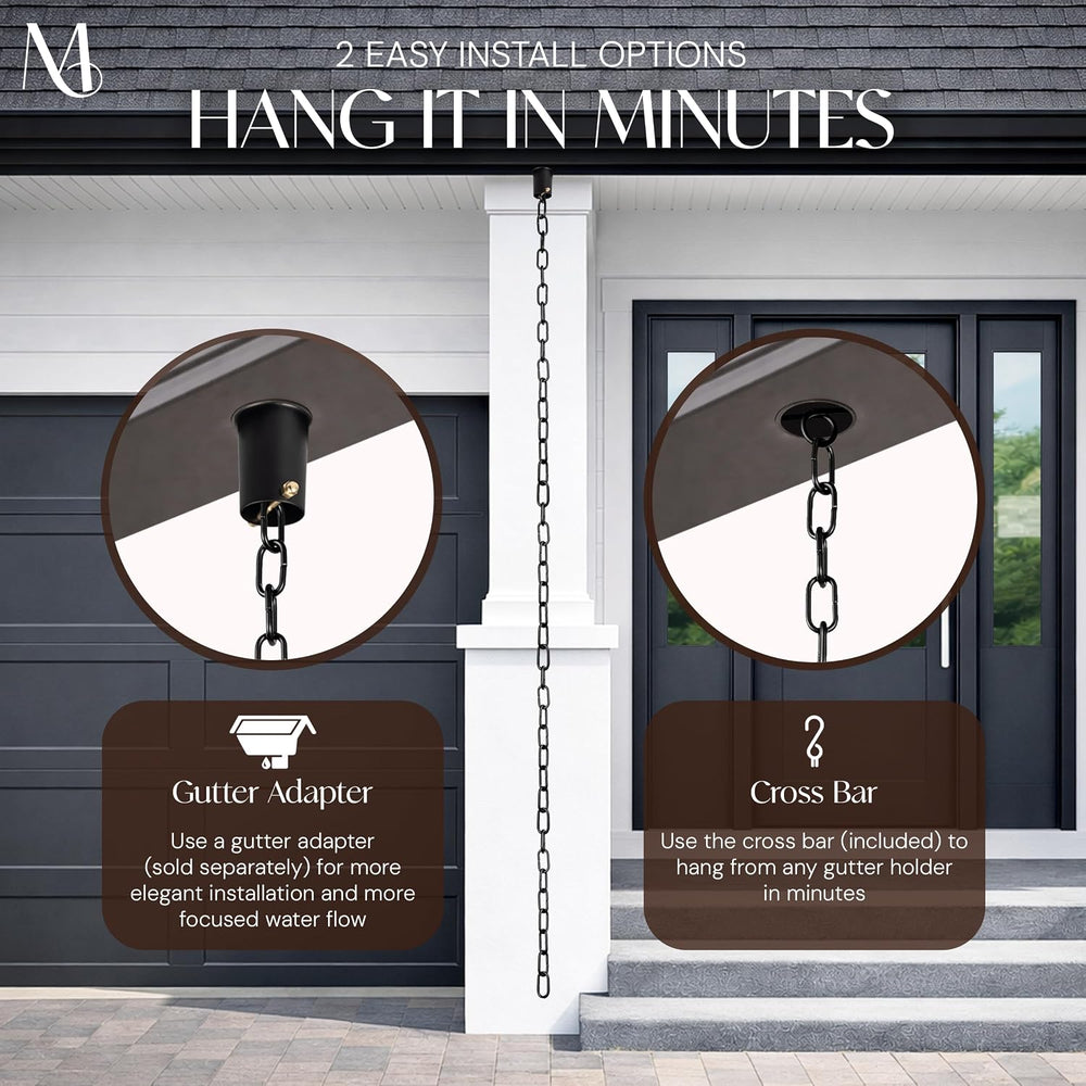 Monarch Rain Chains Aluminum Trad Link Black Rain Chains for Gutters – 8.5 ft...