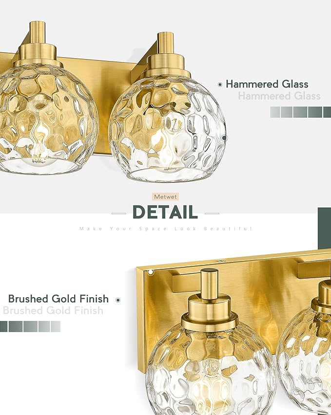 METWET Bathroom Light Fixtures Over Mirror, 4-Light Modern Sconces Wall Lighting