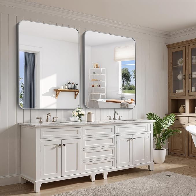 FORBATH 36x48 Inch Silver Bathroom Mirror