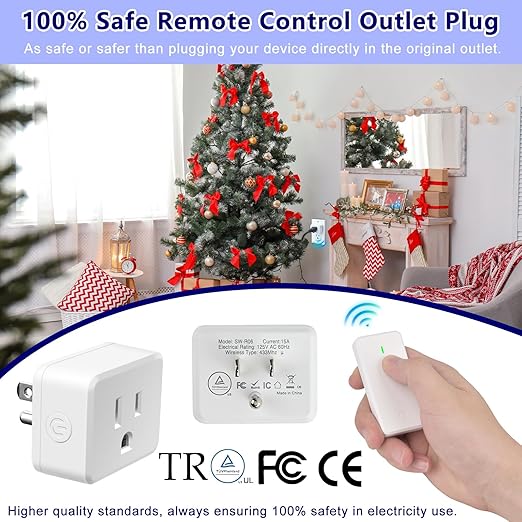 Remote Control Outlet, Wireless Remote Control Outlet Plug, On/Off Light Switch