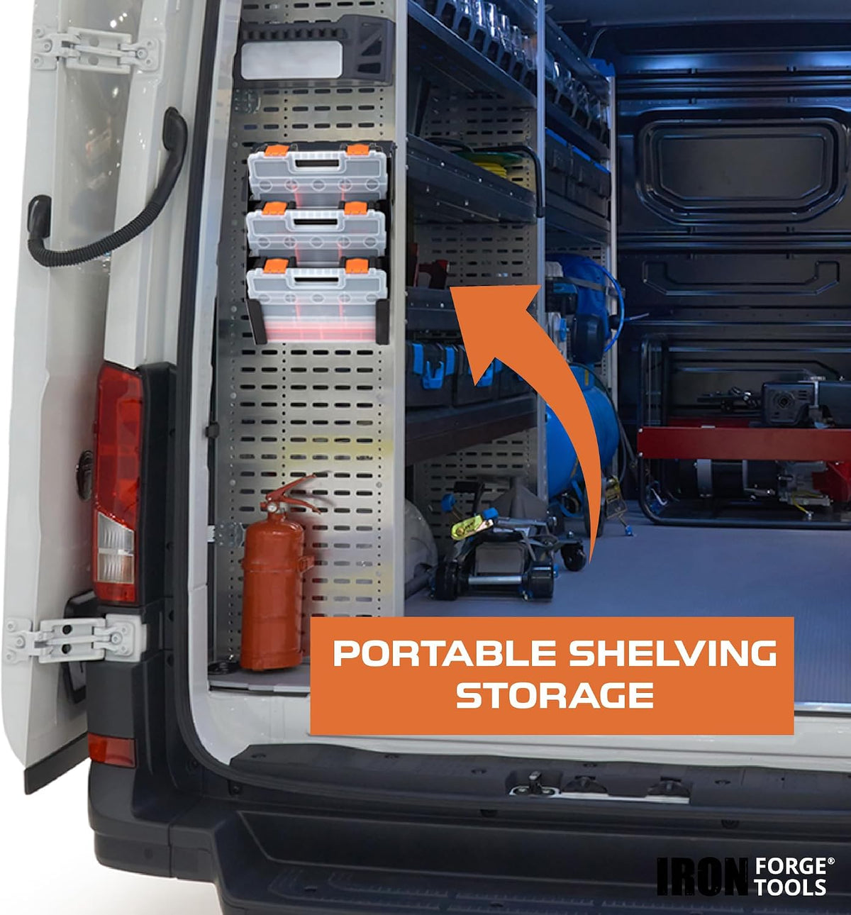 iron forge tools small parts tool organizer for, close-up detail