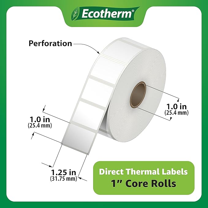 1.25" x 1" Thermal Labels | 4 Rolls | 5520 Labels | fits Zebra, Offnova Thermal