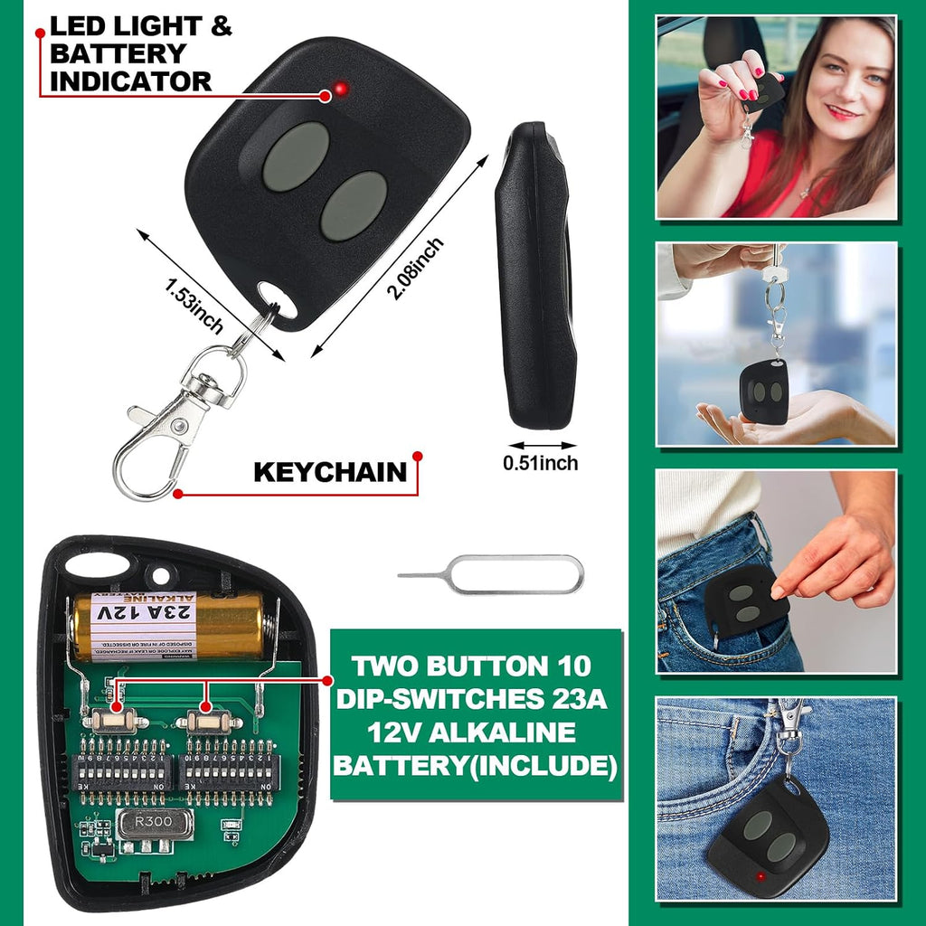 kingdder 5 pcs two button garage door remote shown in use