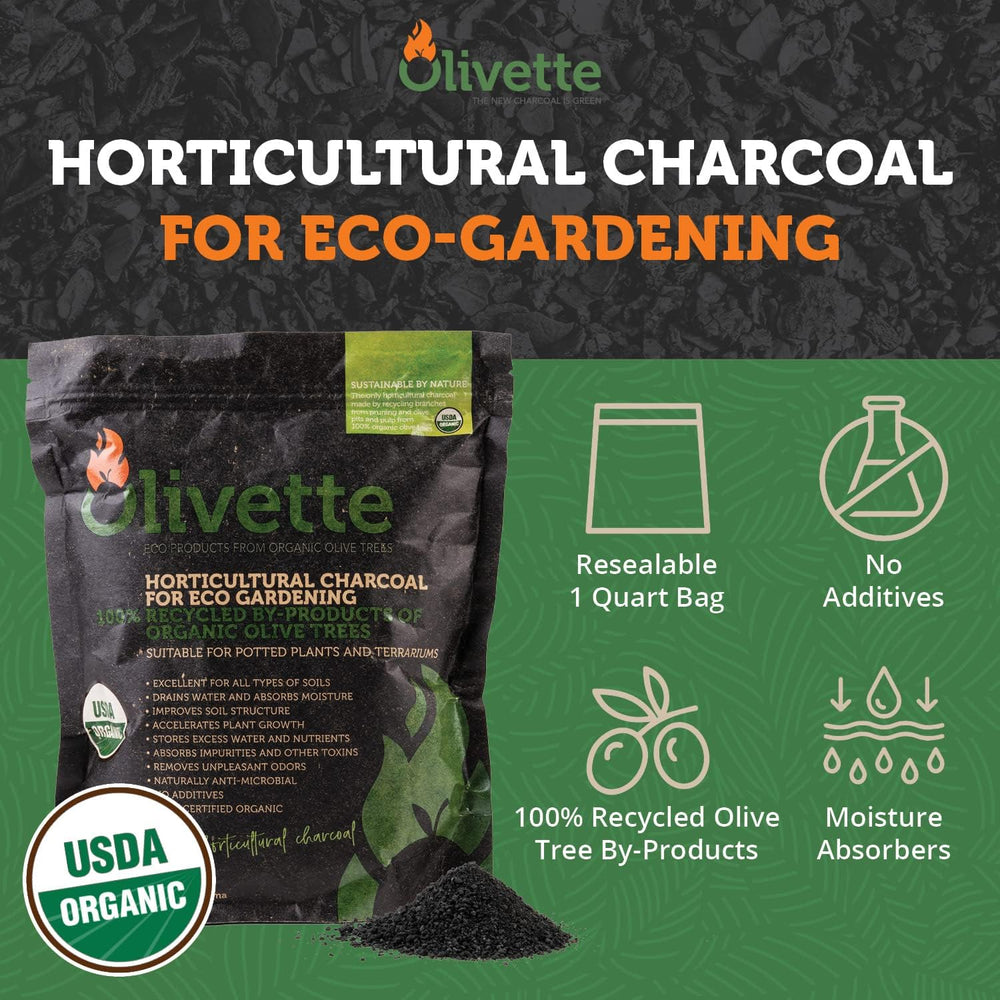 OLIVETTE Organic Biochar Activated Charcoal for Plants, 3 Bags