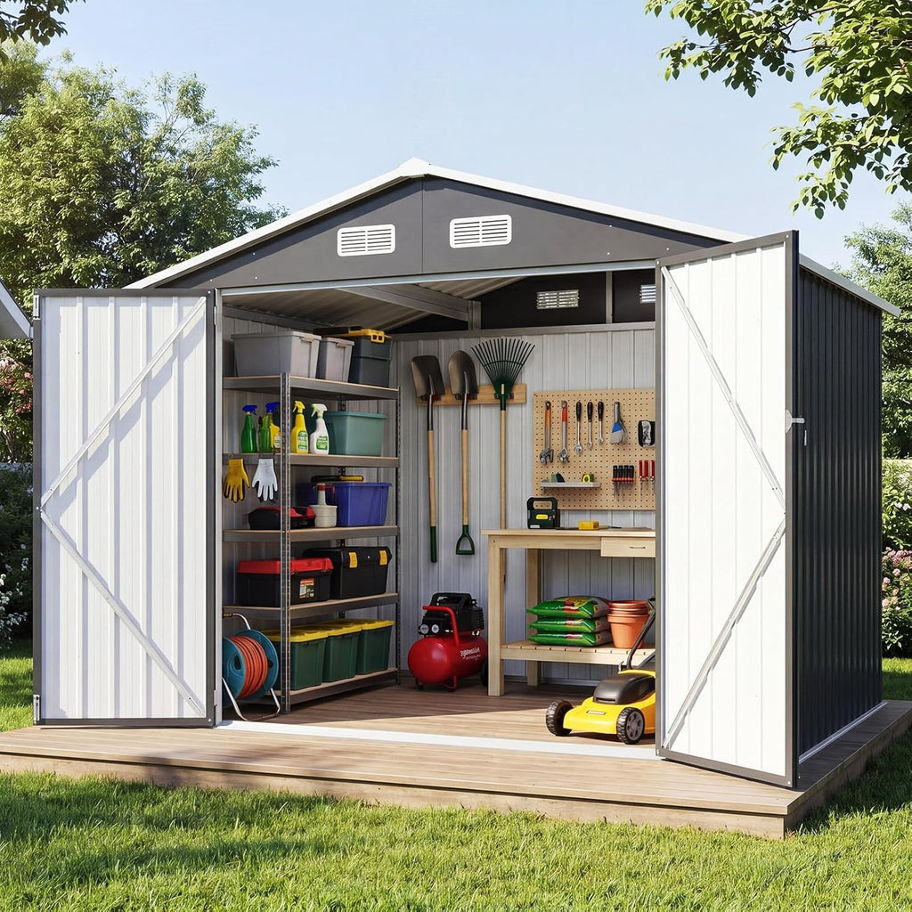 8x6FT Outdoor Storage Shed Black