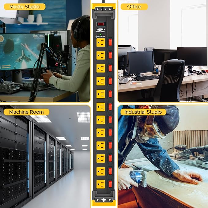 CRST 12 Outlet Heavy Duty Metal Power Strip