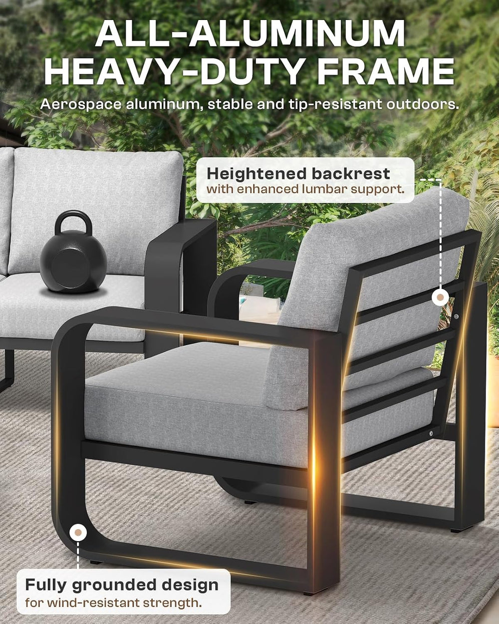 Oversized Aluminum Outdoor Furniture Set, Extra Large Patio Furniture Sofa Se...