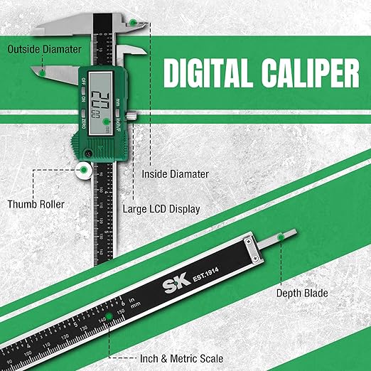 SK 6-Inch Digital Calipers, Vernier Caliper