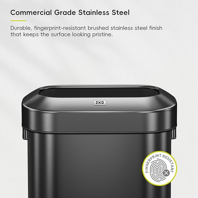 EKO Urban 24 Gallon/90 Liter Open Top Stainless Steel Slim Commercial Trash Can