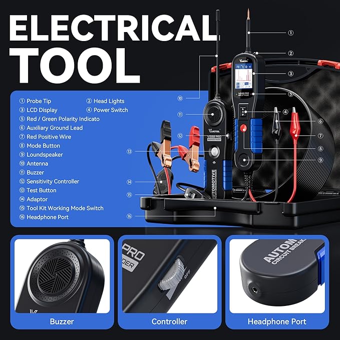 VDIAGTOOL V200 Pro Automotive Power Circuit Probe Tester Breaker Finder Tool