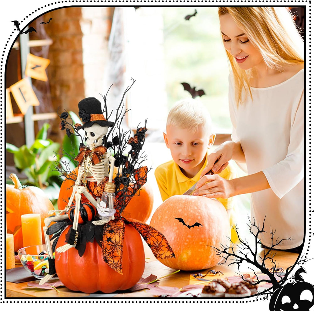 Daifunli Halloween Table Centerpieces Decorations, Skull Pumpkin
