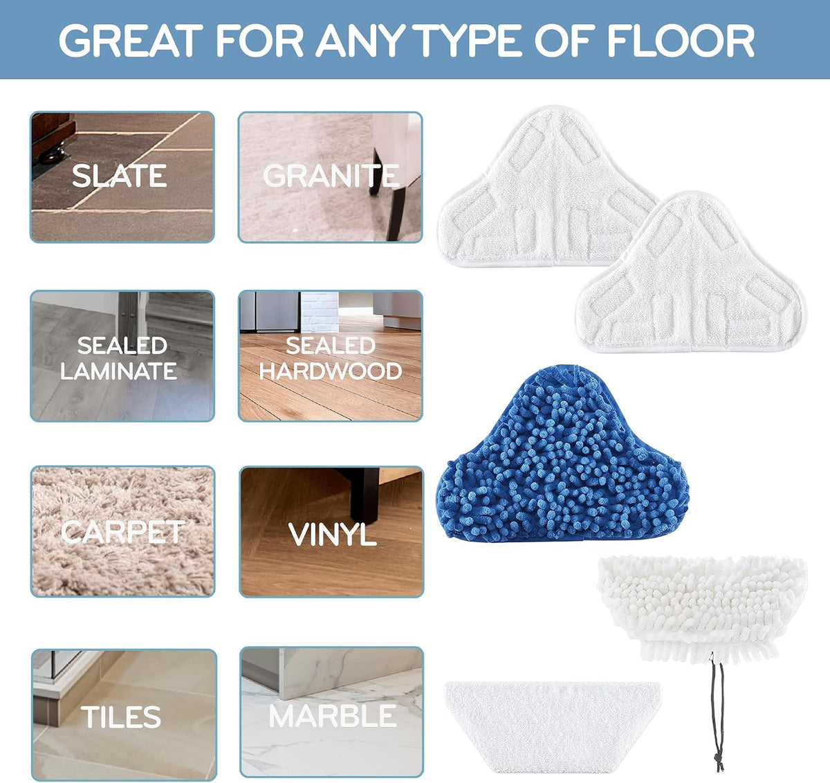 h2o mop® x5 accessories (5pc), side view