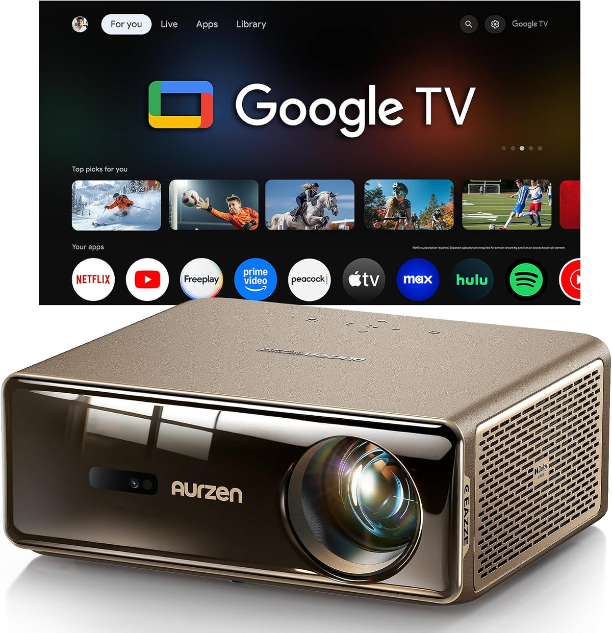 Aurzen EAZZE D1 MAX Upgraded Google TV Smart Projector 4K Supported,