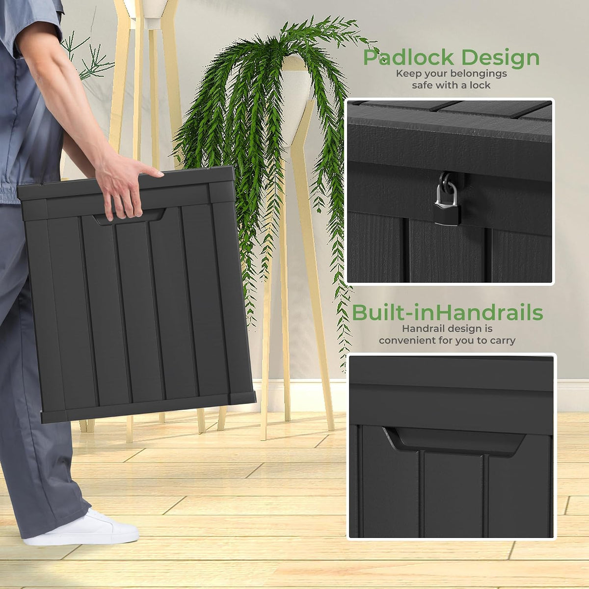 easyup 51 gallon deck box small deck box, front angle view