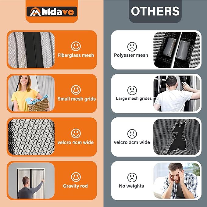 Magnetic Screen Door, Screen Door Mesh, Keep Bugs Out, Easy Install Works