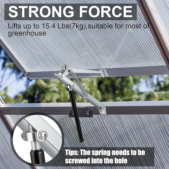 Amylove 4 Pcs Dual Spring Automatic Roof Vent Opener Greenhouse Accessories