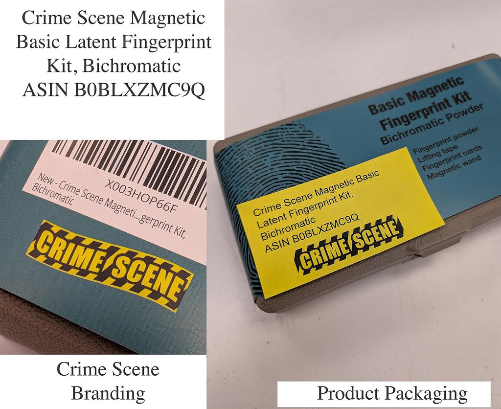 crime scene magnetic basic latent fingerprint kit, bichromatic on a desk or shelf