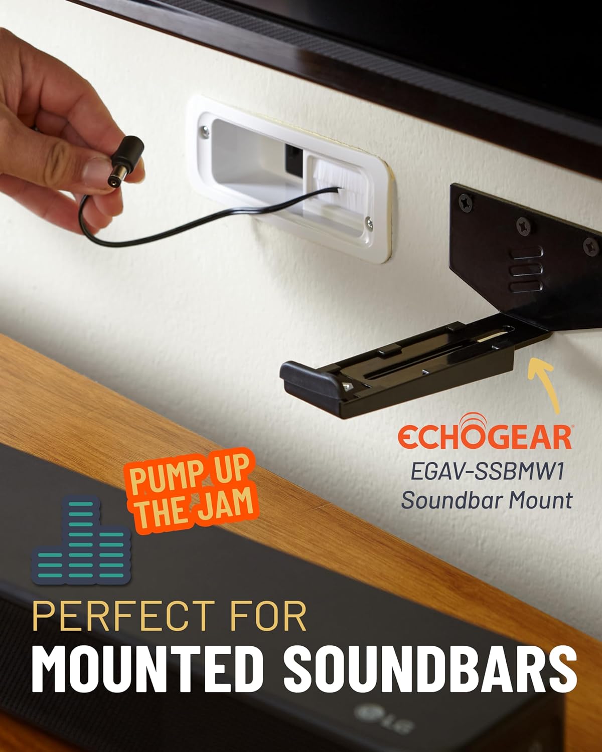ECHOGEAR in Wall Cable Management Kit for TV & Soundbar, DIY Cord Hider | Easy install cord concealer and power kit includes circle saw drill attachment, drywall handsaw and hardware pack