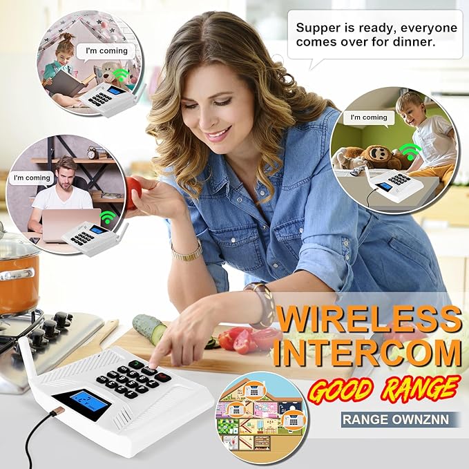 Intercoms Wireless for Home, Full Duplex Hands-Free Intercom, 5300ft Long Range