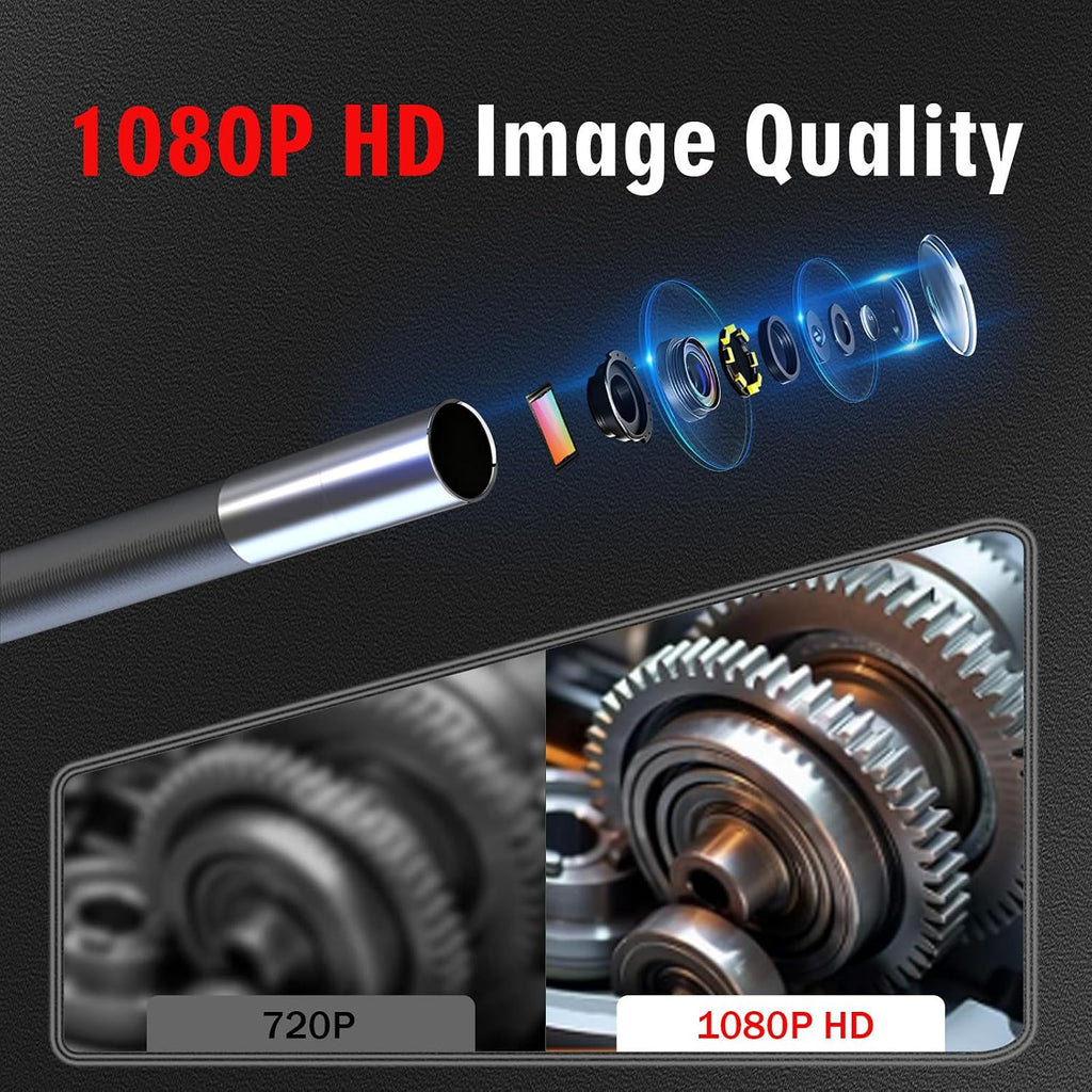 2-way articulating borescope w/light,0.24in probe endoscope for auto, side view