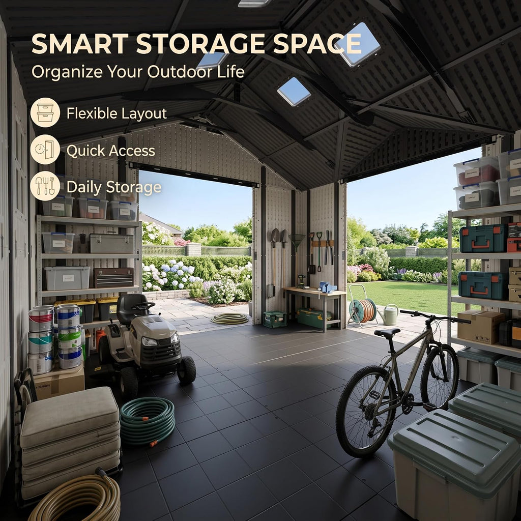 devoko 10x10 ft resin storage shed with floor, close-up detail