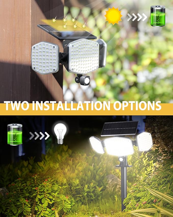 HAARAY Solar Motion Sensor Outdoor Lights (2 Pack)