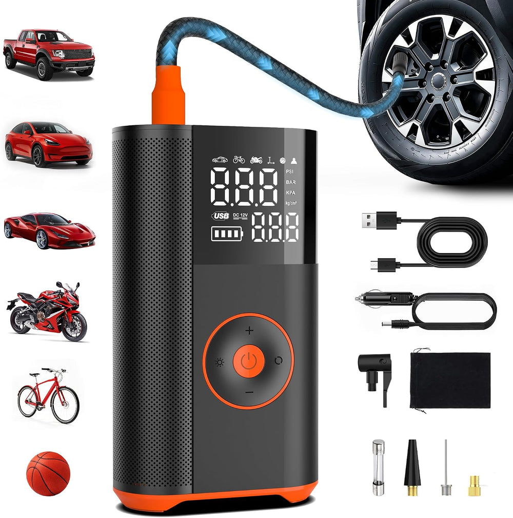Tire Inflator Portable Air Compressor, 25 Cylinder 100W Fast Inflation 7800mA...