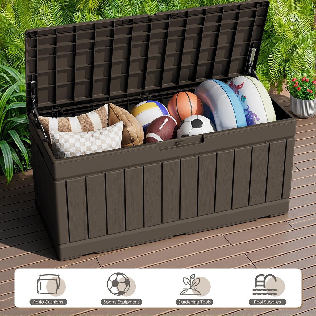 jummico 78 gallon deck box waterproof resin outdoor, package contents