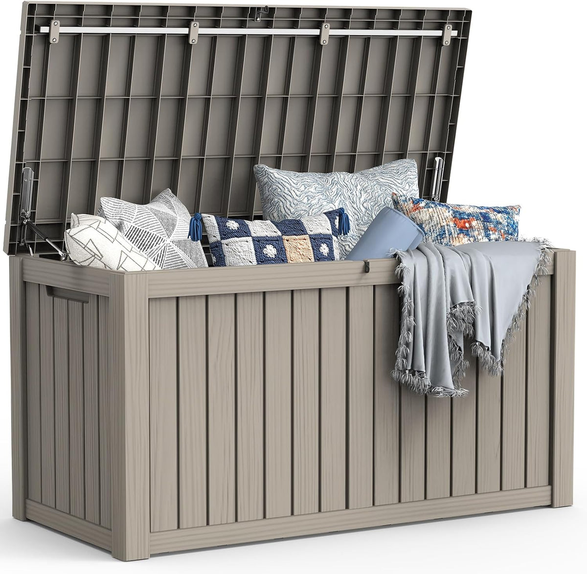 Mars Villa Deck Box, Outdoor Storage Box Waterproof, 150 Gallon, Grey